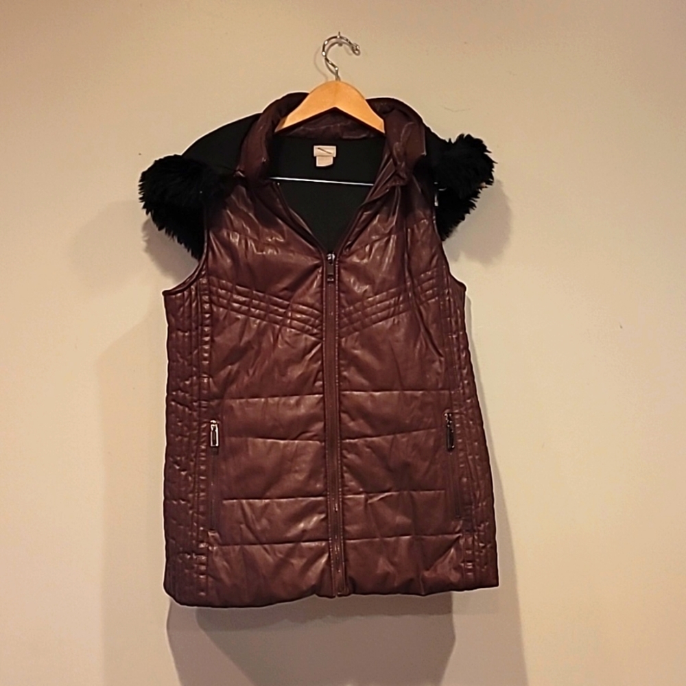 Chicos faux leather puffer vest